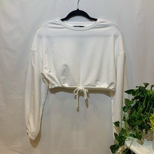 Draw String Cropped Sweatshirt